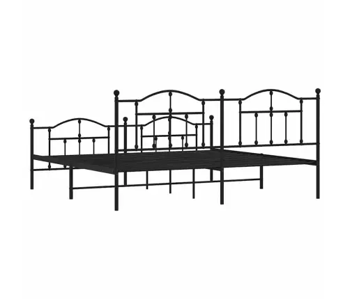 Gultas Rāmis Ar Galvgali Un Kājgali, Melns Metāls, 193X203 Cm Vidaxl