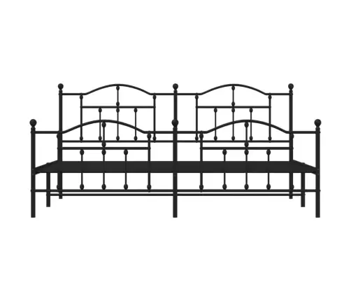 Gultas Rāmis Ar Galvgali Un Kājgali, Melns Metāls, 200X200 Cm Vidaxl