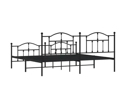 Gultas Rāmis Ar Galvgali Un Kājgali, Melns Metāls, 200X200 Cm Vidaxl