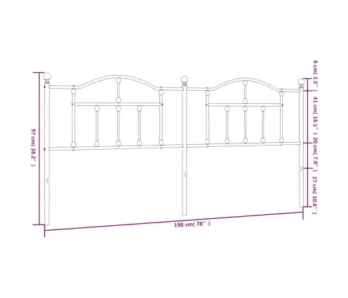 Gultas Galvgalis, Metāls, Melns, 193 Cm Vidaxl