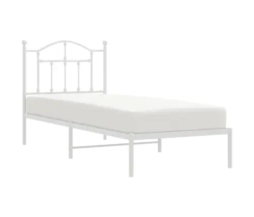 Metallist Voodiraam Peatsiga, Valge, 90 X 190 Cm