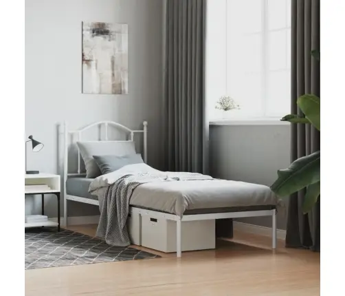 Metallist Voodiraam Peatsiga, Valge, 90 X 190 Cm