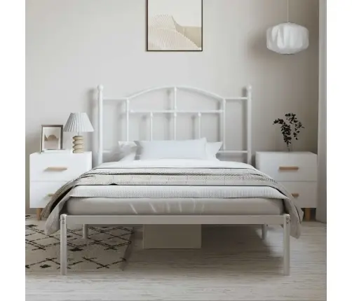 Gultas Rāmis Ar Galvgali, Balts Metāls, 100X200 Cm Vidaxl