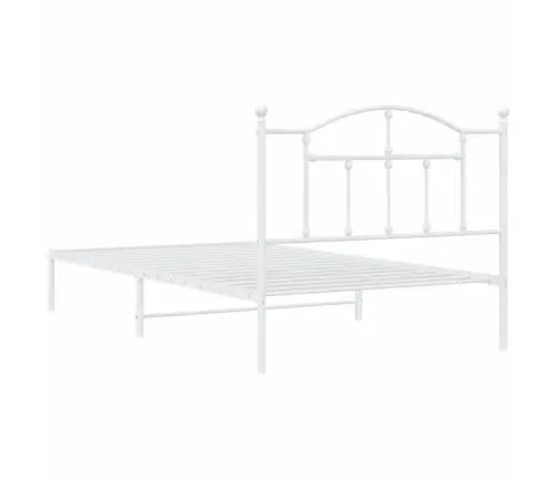 Metallist Voodiraam Peatsiga, Valge, 107X203 Cm