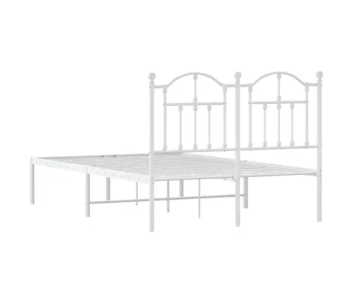 Metallist Voodiraam Peatsiga, Valge, 120X190 Cm