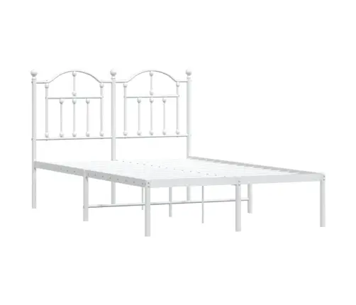 Gultas Rāmis Ar Galvgali, Balts Metāls, 120X200 Cm Vidaxl