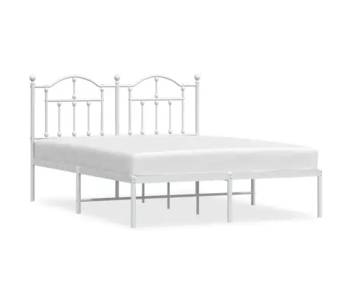 Gultas Rāmis Ar Galvgali, Balts Metāls, 140X190 Cm Vidaxl