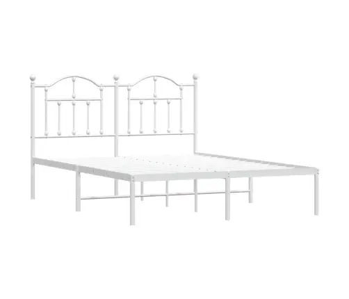 Gultas Rāmis Ar Galvgali, Balts Metāls, 140X200 Cm Vidaxl