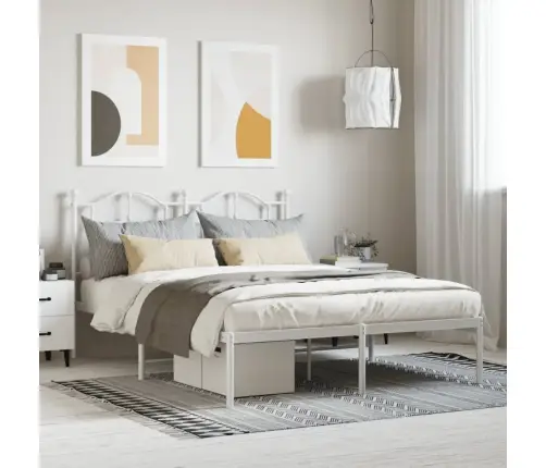 Gultas Rāmis Ar Galvgali, Balts Metāls, 140X200 Cm Vidaxl