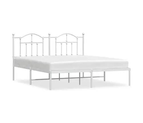 Metallist Voodiraam Peatsiga, Valge, 183X213 Cm