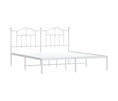 Metallist Voodiraam Peatsiga, Valge, 183X213 Cm
