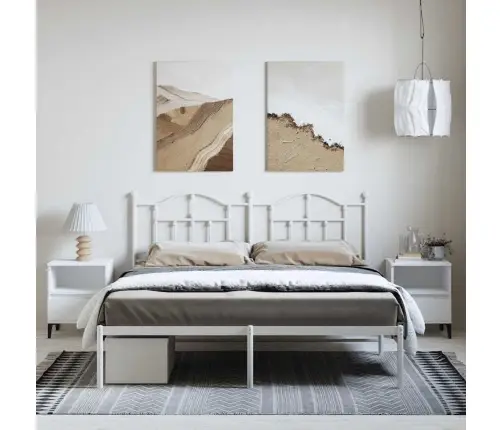 Metallist Voodiraam Peatsiga, Valge, 183X213 Cm