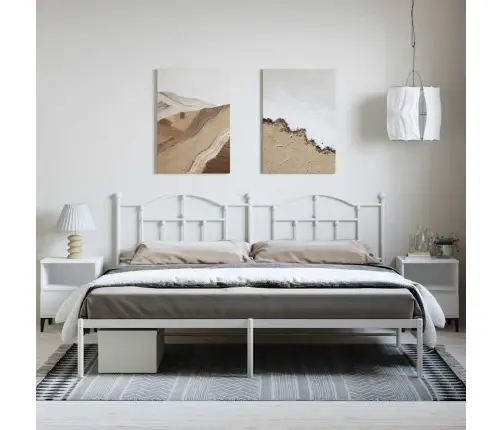 Gultas Rāmis Ar Galvgali, Balts Metāls, 193X203 Cm Vidaxl