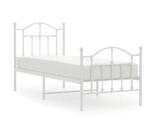Gultas Rāmis Ar Galvgali Un Kājgali, Balts Metāls, 75X190 Cm Vidaxl