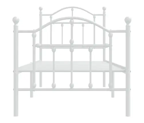 Gultas Rāmis Ar Galvgali Un Kājgali, Balts Metāls, 75X190 Cm Vidaxl