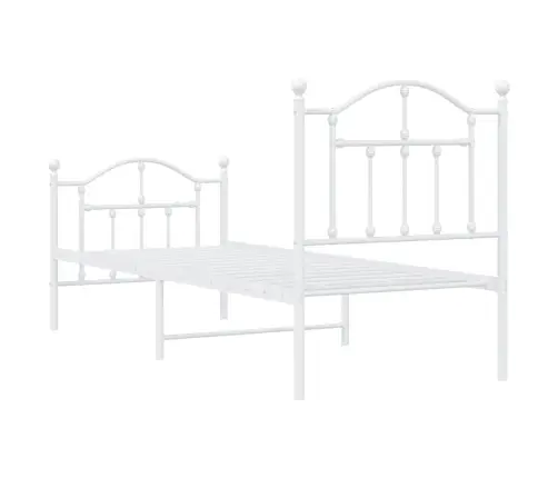 Gultas Rāmis Ar Galvgali Un Kājgali, Balts Metāls, 75X190 Cm Vidaxl