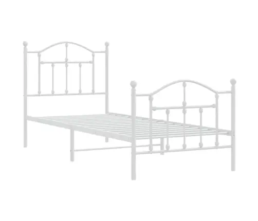 Gultas Rāmis Ar Galvgali Un Kājgali, Balts Metāls, 80X200 Cm Vidaxl