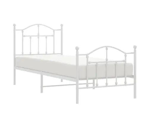 Gultas Rāmis Ar Galvgali Un Kājgali, Balts Metāls, 80X200 Cm Vidaxl