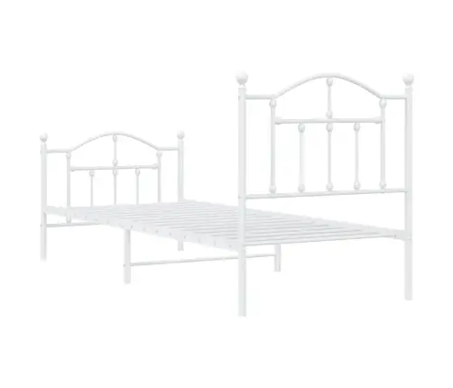 Gultas Rāmis Ar Galvgali Un Kājgali, Balts Metāls, 80X200 Cm Vidaxl