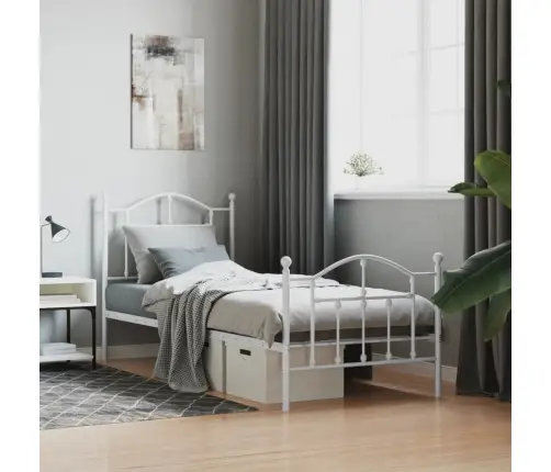 Gultas Rāmis Ar Galvgali Un Kājgali, Balts Metāls, 80X200 Cm Vidaxl