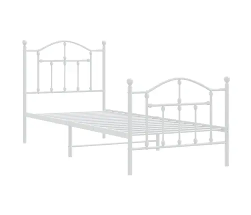 Gultas Rāmis Ar Galvgali Un Kājgali, Balts Metāls, 90X200 Cm Vidaxl