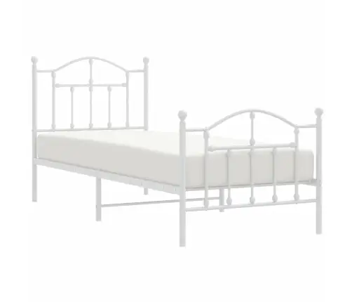 Gultas Rāmis Ar Galvgali Un Kājgali, Balts Metāls, 90X200 Cm Vidaxl