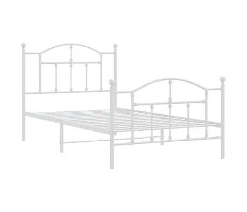 Metallist Voodiraam Peatsi Ja Jalutsiga, Valge, 100X190 Cm