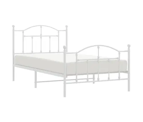 Metallist Voodiraam Peatsi Ja Jalutsiga, Valge, 100X190 Cm