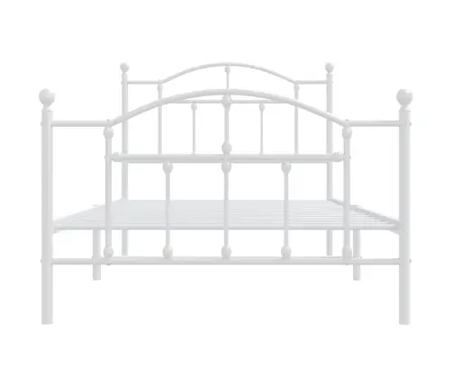 Metallist Voodiraam Peatsi Ja Jalutsiga, Valge, 100X190 Cm