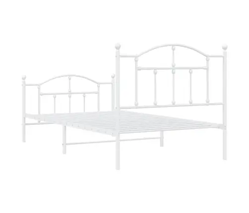 Metallist Voodiraam Peatsi Ja Jalutsiga, Valge, 100X190 Cm