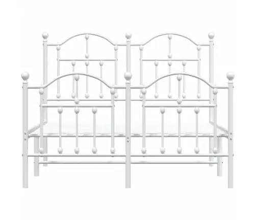 Gultas Rāmis Ar Galvgali Un Kājgali, Balts Metāls, 120X200 Cm Vidaxl