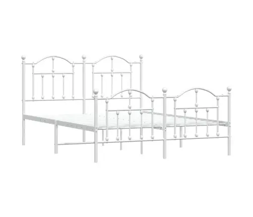 Gultas Rāmis Ar Galvgali Un Kājgali, Balts Metāls, 135X290 Cm Vidaxl