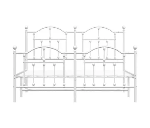 Gultas Rāmis Ar Galvgali Un Kājgali, Balts Metāls, 135X290 Cm Vidaxl