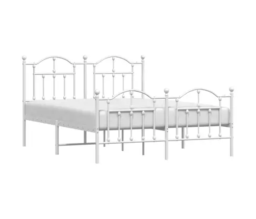 Gultas Rāmis Ar Galvgali Un Kājgali, Balts Metāls, 135X290 Cm Vidaxl