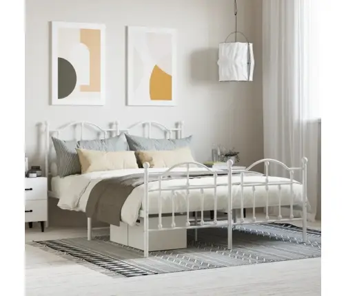 Lovos Rėmas Su Galvūgaliu/Kojūgaliu, Baltas, 140X190cm Metalas