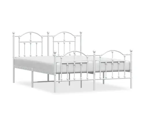 Metallist Voodiraam Peatsi Ja Jalutsiga, Valge, 140 X 200 Cm