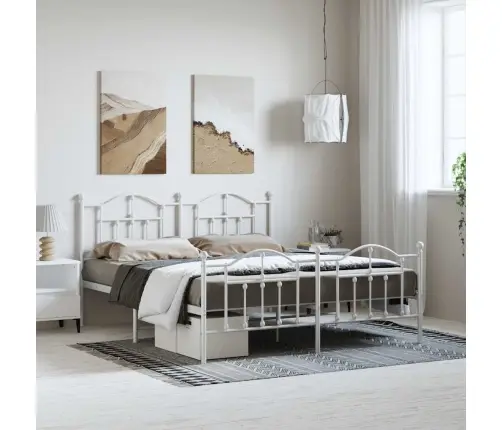 Lovos Rėmas Su Galvūgaliu/Kojūgaliu, Baltas, 183X213cm Metalas