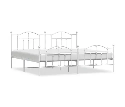 Metallist Voodiraam Peatsi Ja Jalutsiga, Valge, 193X203 Cm