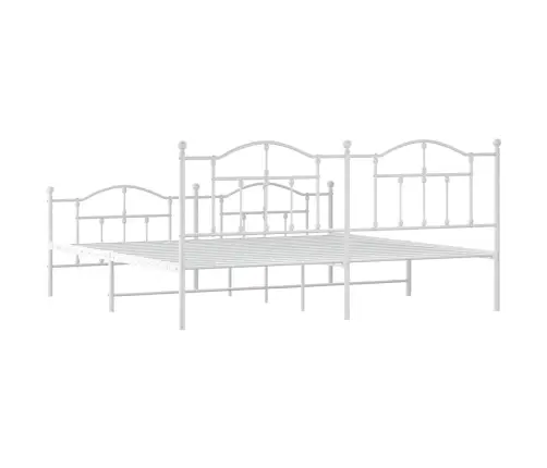 Metallist Voodiraam Peatsi Ja Jalutsiga, Valge, 193X203 Cm