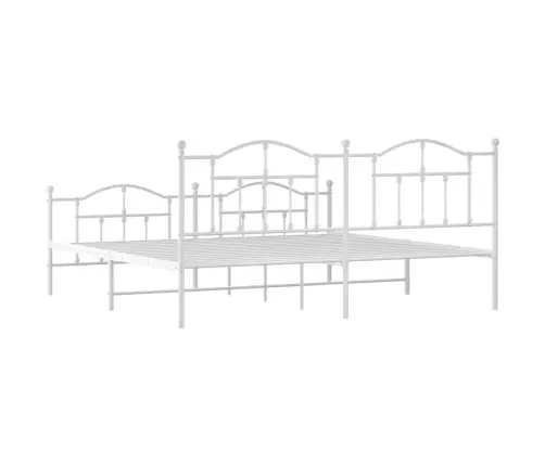 Gultas Rāmis Ar Galvgali Un Kājgali, Balts Metāls, 200X200 Cm Vidaxl