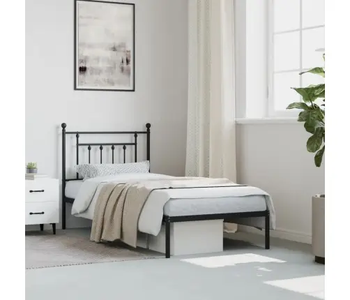 Metallist Voodiraam Peatsiga, Must, 90X200 Cm