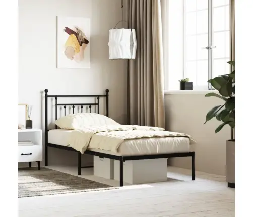 Metallist Voodiraam Peatsiga, Must, 90X200 Cm