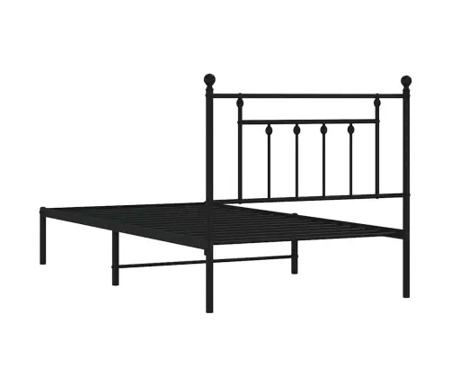 Gultas Rāmis Ar Galvgali, Melns Metāls, 100X190 Cm Vidaxl