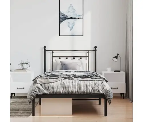 Gultas Rāmis Ar Galvgali, Melns Metāls, 100X200 Cm Vidaxl