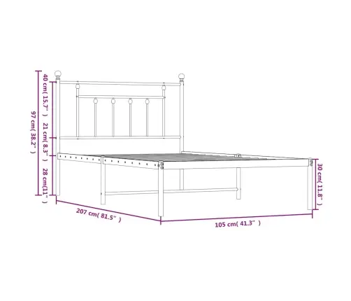 Gultas Rāmis Ar Galvgali, Melns Metāls, 100X200 Cm Vidaxl