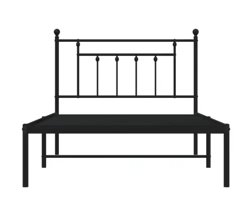Gultas Rāmis Ar Galvgali, Melns Metāls, 107X203 Cm Vidaxl