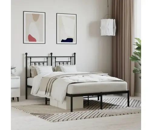 Gultas Rāmis Ar Galvgali, Melns Metāls, 120X190 Cm Vidaxl