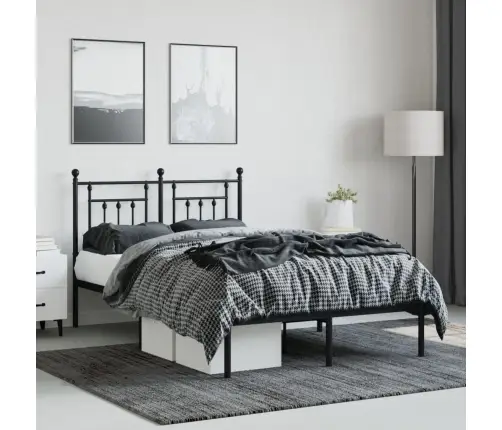 Metallist Voodiraam Peatsiga, Must, 120 X 200 Cm