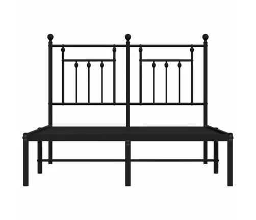 Gultas Rāmis Ar Galvgali, Melns Metāls, 135X190 Cm Vidaxl
