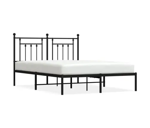 Gultas Rāmis Ar Galvgali, Melns Metāls, 140X190 Cm Vidaxl